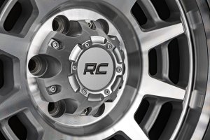 Wheel - Rough Country - 85 Series Simulated Beadlock, Full Machined with gold accent hardware, 17x9, 5x4.5 bolt pattern, -12mm offset - Full Machined